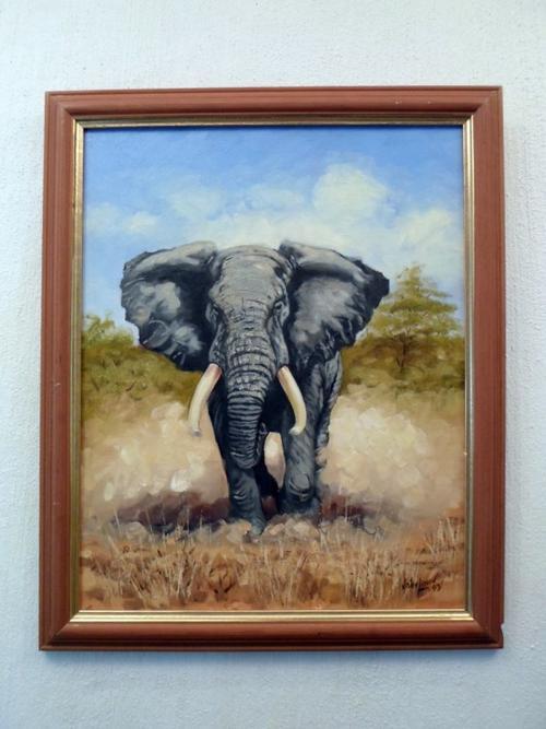 Oils - John Louw - Mouth painting artist - Elephant - A magnificent ...